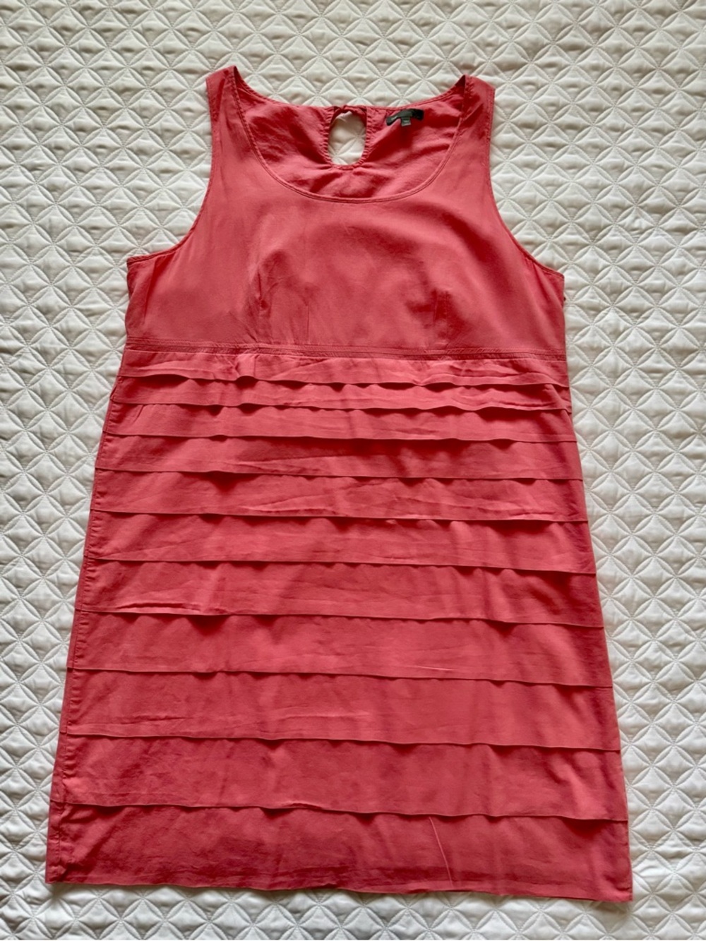 GAP Coral Pink 100% Cotton Sleeveless Layered Shift Dress Size 14